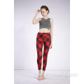 Damen Tartan Bedruckte Leggings mit hoher Taille und hoher Elastik